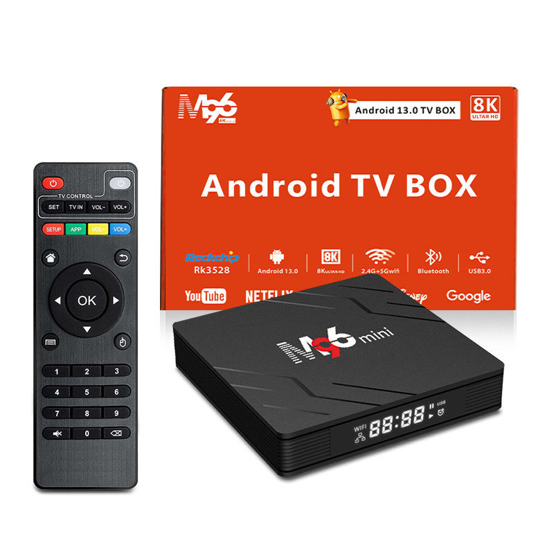 Android 13.0 TV Box M96 Mini 4GB DDR4 RAM 2.4G 5G BT5.0WIFI6 también está disponible en el mercado.