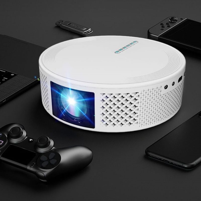 Proyector de películas redondo y duradero pequeño, LED para el hogar, mini HD Proyector Android