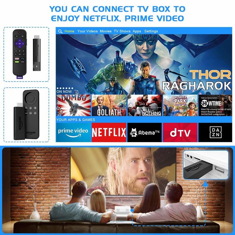 Proyector HDMI LED+LCD para exteriores con enfoque eléctrico Android 9.0 HDMI IN