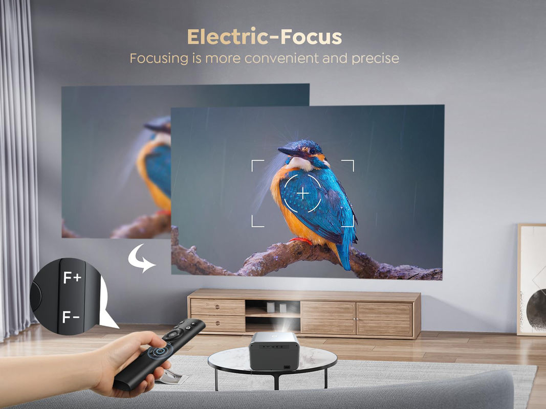 Android 9.0 Nuevo producto enfoque eléctrico LED+LCD proyector HDMI 200 lúmenes