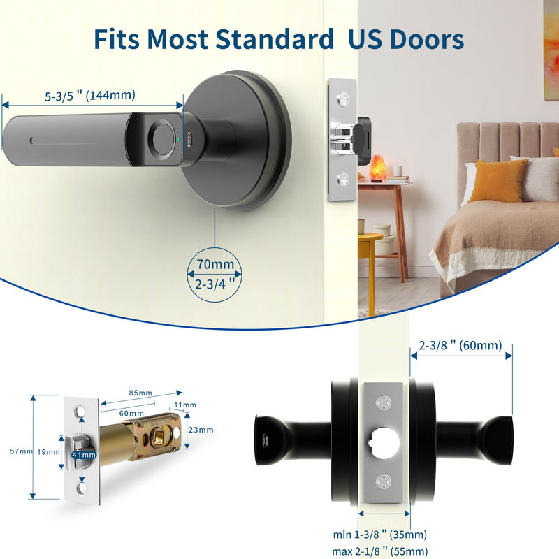 Cerradura sin llave de la puerta de la habitación, función de aplicación inteligente, cerradura de la puerta de las huellas dactilares, para dormitorio / oficina
